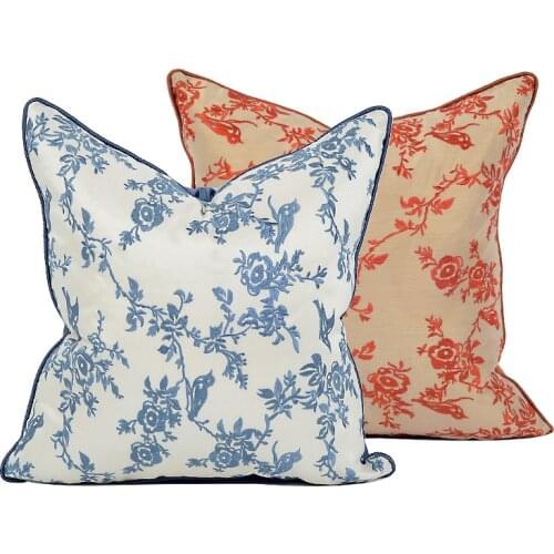 DUNXDECO Cushion Cover Decorative Pillow Case Modern Classical Bird Flora Elegant Embroidery Coussin Sofa Chair Cushion Cover