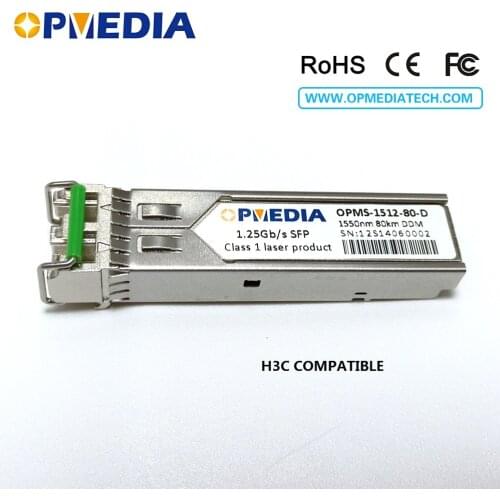 Equivalent to H3C 1000BASE-ZX SFP transceiver,1.25G 1550nm 80km SFP optical module with dual LC and DDM