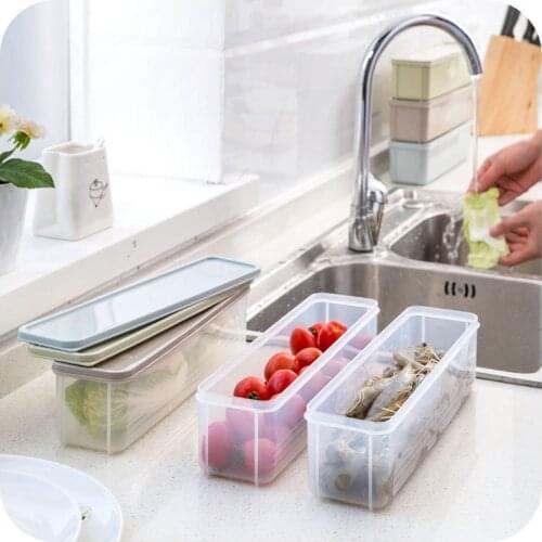 Refrigerator Food Storage Box With Lid Plastic Drawer Crisper Kitchen Noodle Fruits Container E7