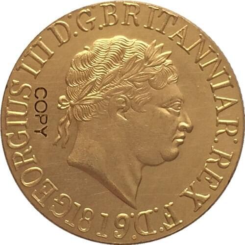24 - K gold plated 1819 United Kingdom 1 Sovereign - George III coins copy