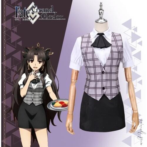 Anime Fate/Grand Order FGO Sweets Paradise Ishtar cafe Waiter Maid Coffee Outfit Cosplay Costume Halloween Women Free Shipping