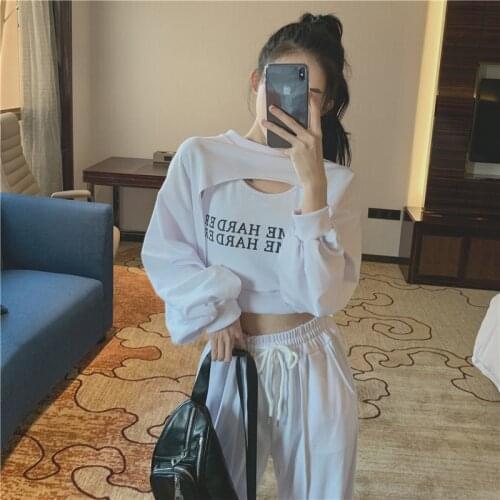 Jazz Dance Costumes For Girls While Street Dance Clothing Sexy Vest Outfits For Women DanceTop Sweatshirt Suits DQT1141