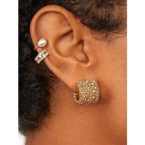 LUNA CHIAO Rainbow Colorful Pave Crystal Covered Stud Earring Silver Post Sparkle Statement Earrings