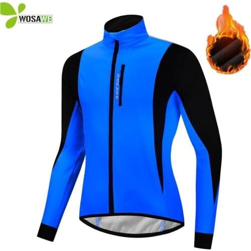 WOSAWE Winter Thermal Fleece Cycling Jackets Men Warm Up MTB Bike Clothing Sportswear Water Repellent Sports Coat Windbreaker