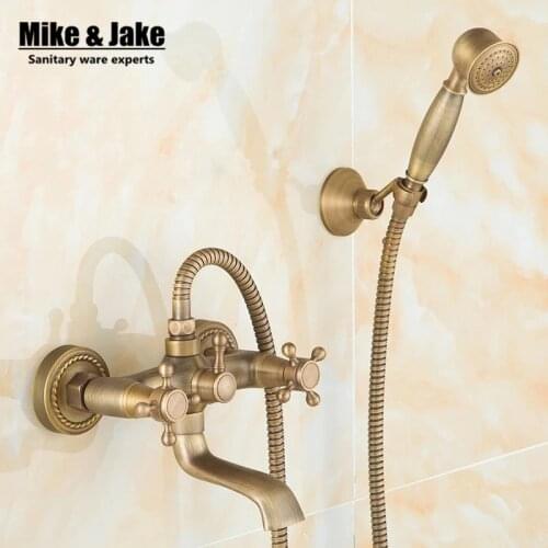 Antique wall shower mixer set europe style bath mixer simple shower set with hand shower antique shower set