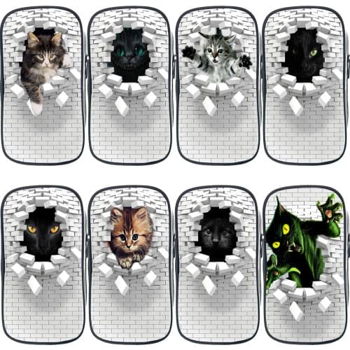 Cute Cat Print Pencil Case Kids Kawaii Animal Pattern Pencil Bags Girls Pen Bags Children Pencil Box Stationery Bag Cosmetic Bag