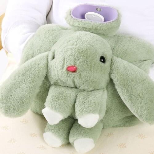 1800ml Hairy Cartoon Coat Hot Water Bottle Removable Thick PVC Cute Fluffy Bunny Keep Warm Hands Feet Home Room Hot Water Bag
