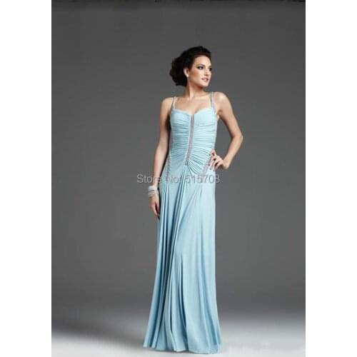 Sexy Evening Dresses Light Blue Spaghetti Straps Sweetheart Backless Floor Length Long Prom Evening Party Dresses Pick-Up Dress