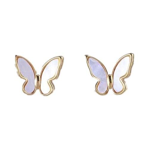 925 Sterling Silver Mini Butterfly Stud Earrings Hypoallergenic shell Jewelry