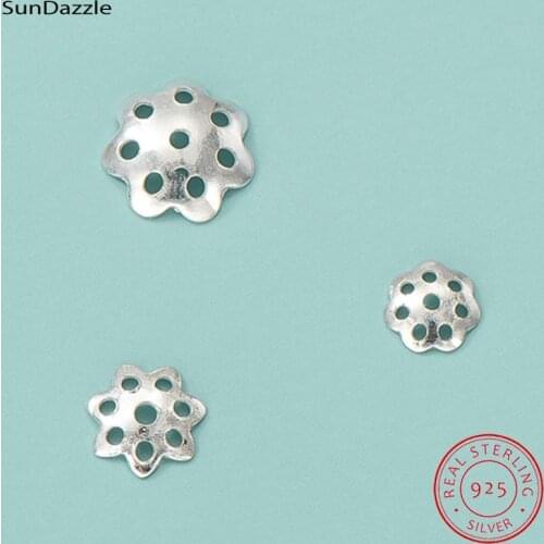 10pcs Real Solid 925 Sterling Silver Flower Bead Caps Fillagree Bead Caps Necklace Bracelet Connector Jewelry Making Findings