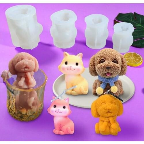 Teddy Dog Ice Cube Mold Mousse Cake Silicone Mold Aromatherapy Candle DIY Manual Epoxy Mold