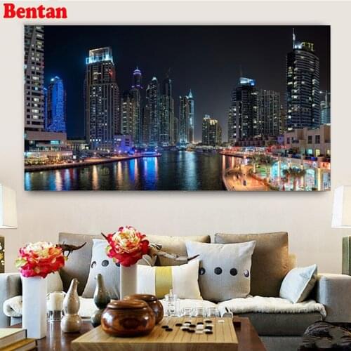 Modern city buildings night scene Diamond Embroidery full square drill 5d diy diamond painting 3d cros-stitch kit,Home Decor