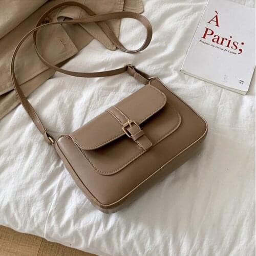 Fashion Retro Women Messenger Bags PU Buckle Shoulder Bags Luxury Crossbody Bags Casual Zipper Handbags Female Tote Bag Wallet