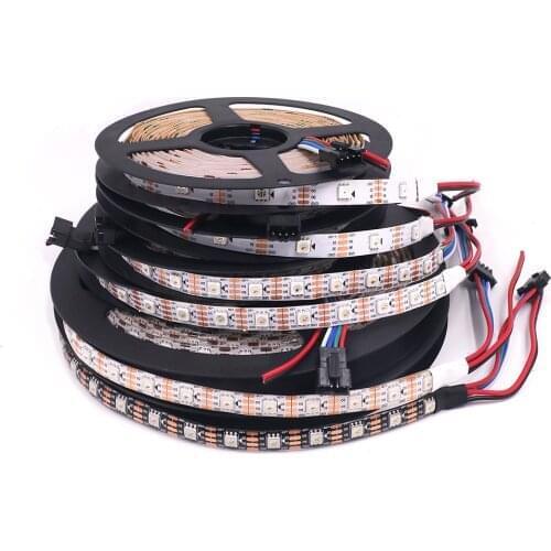 1m 5m 5050 LED Strip Light 5V 12V Smart Pixel Strip WS2815 WS2813 30/60/144 LED Dual Signal RGB Ribbon Decor Black/White PCB