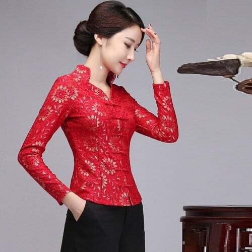 Traditional Chinese Clothing For Women Cheongsam Top Mandarin Collar Womens Tops And Blouses Oriental China Clothing TA2085