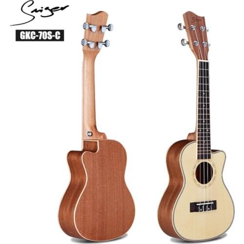 Smiger Cutaway Ukulele GKC-70S 24" Concert Solid Spruce Ukulele 4 Strings Guitar Music Instrument For Beginner Profession