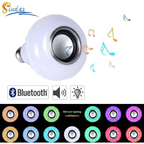 E27 Smart RGBW Wireless Bluetooth Speaker Bulb Music Playing Dimmable LED Bulb Light Lamp with 24 Keys Remote Control