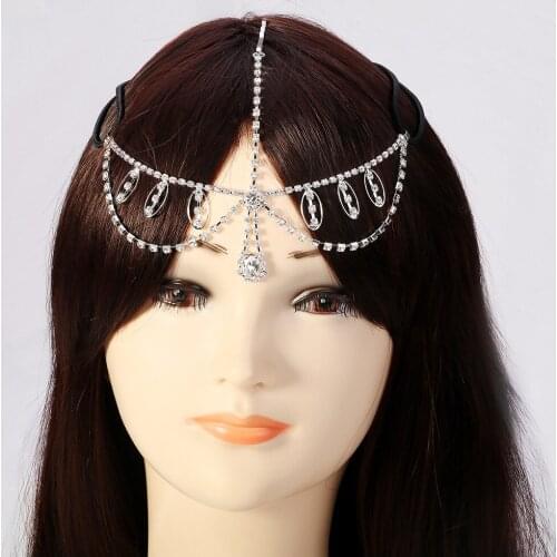 High-grade Elastic Rope Silver Water Drop Headpiece Headband Hairband
