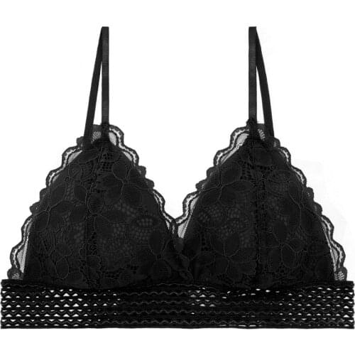 Ladies floral lace bra underwear French woman sexy deep V wire free soft thin lingerie CYHWR