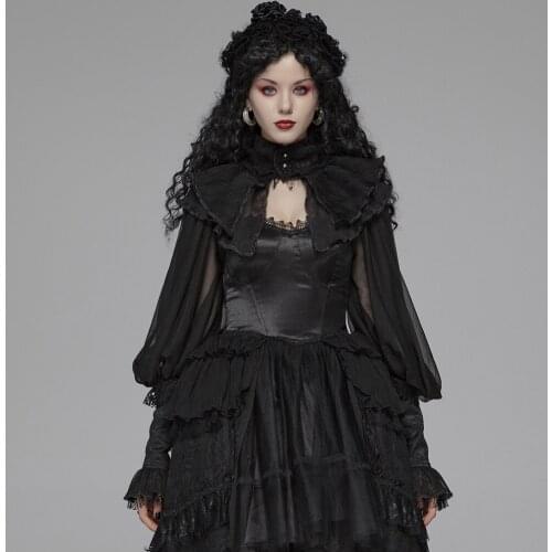 PUNKRAVE Womens Lolita Lace Big Puff Sleeve Short Coat Gothic Gorgeous Jacquard Slim Fit Evening Dinner Banquet Jackets