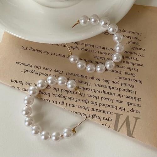 Gold Fashion Hoop Earrings Women Pearl Hoop Earrings Dangle Metal Circle Punk Earring Female Trendy Jewelry Gifts