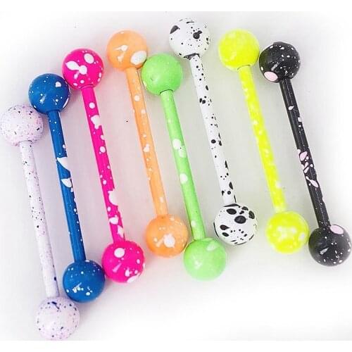 10PCs Candy Color Random Stainless Steel Acrylic Ball Tongue Bars Ring Ear Nail Clasp Ear Bone Barbell Body Piercing Jewelry