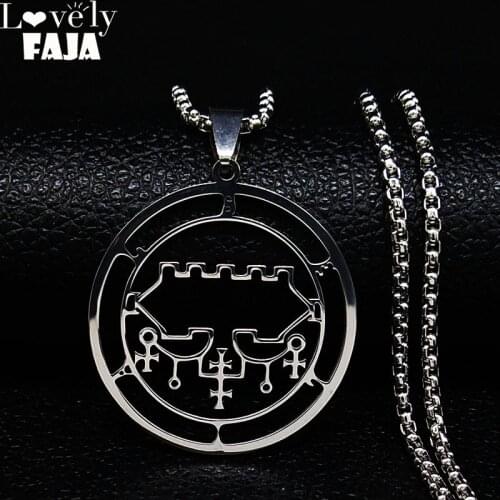 2021 Sceal Sigil De Lucifer Necklace for Men/Women Stainless Steel Necklace of Satan Belial seal Lazer key Baphomet