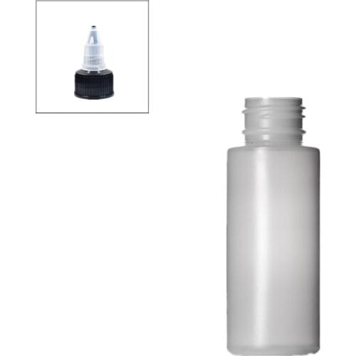 5pcs 2oz/60ml natural-colored HDPE cylinder round soft Squeeze bottle with Twist Top Caps, pointed mouth top cap for oil ink