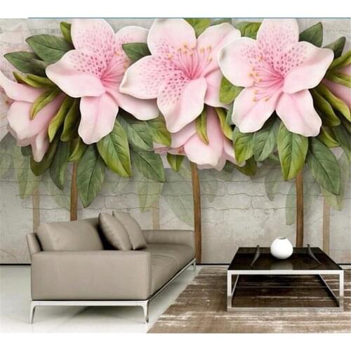 Beibehang Customized Wallpaper 3D Mural Fashion Pink Mosaic Brick Wall TV Background Wall Decorative Painting papel de parede