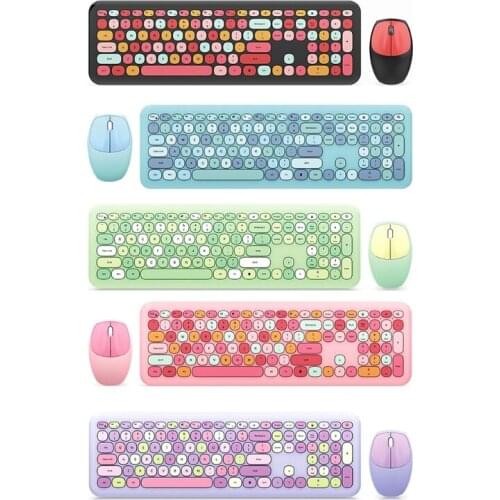 2.4G Wireless Multimedia Keyboard And Mouse Easy To Operate for Windows System Multi-Color Mute Wide Compatibility