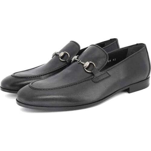 SHENBINs Handmade Black Aniline Loafers with Leather Soels, Shenbins Casual Footwear