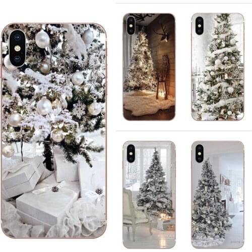 For iPhone 11 Pro Max Plus Pro X XS Max XR 8 7 6S SE 4S 5 5C 5S SE 2020 Coque Soft Phone Transparent White Christmas