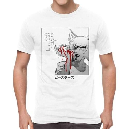 Beastars Legosi Anime T-shirt Men Graphic T Shirt Short Sleeve Animal Wolf Anime Furry Legoshi Tshirt Cotton Tee Top Clothes