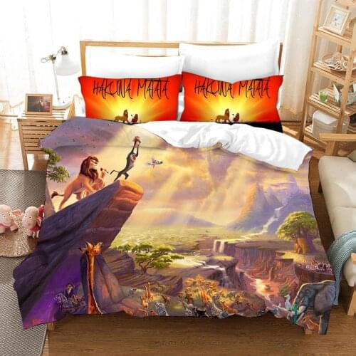 The lion king bedding set double size duvet covers sheets for children bed decor single bedclothes 3 pcs free shipping promotion