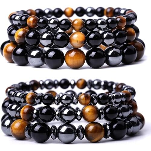 Fashion Natural Matte Onyx Tiger Eye Beads Bracelets For Health Energy Stone Black Hematite Bracelet Women Men Gift Jewelry