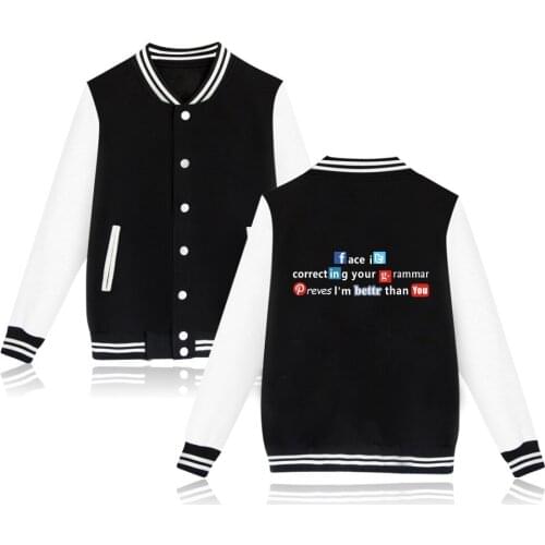 2017 Facebook Pattern Printed Jacket Men and Women Baseball Jackets Funny Communication Tools Coats Fashion Streetwear clothing