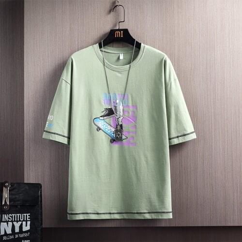 Elena Store Men New Fashion Trend Short T-Shirt Breathable Regular 100Cotton Print Embroidery Hip Hop Casual Tops High Quality