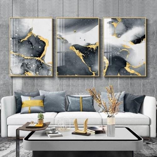 Natividad Modern Abstract Canvas Golden Black Wall Art Painting Nordic Posters and Prints Wall Pictures Living Room Home Decor