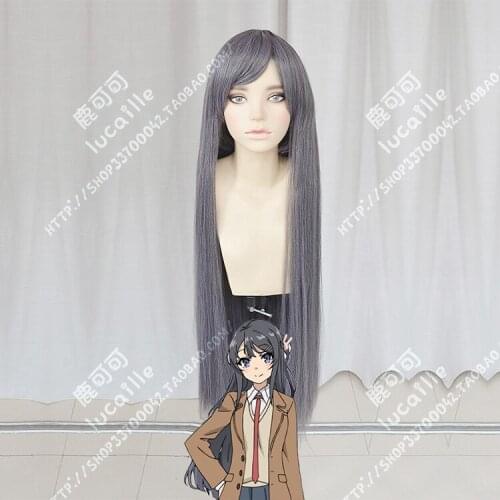 Anime Seishun Buta Yarou wa Bunny Girl Senpai no Yume wo Minai Mai Sakurajima Wig Cosplay 100cm Synthetic Hair Wig + Wig Cap