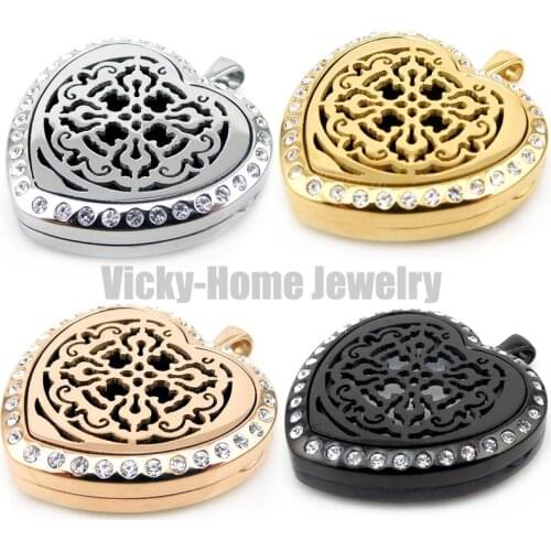 Peach Heart Old World Cross Stainless Steel Aromatherapy Essential Oils Diffuser Locket Jewelry drop shipping