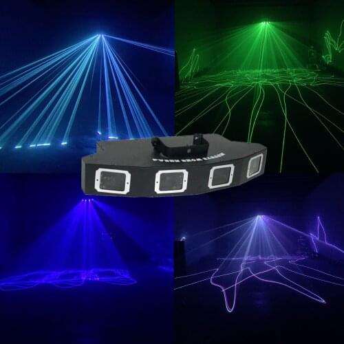 Full-color fan-shaped 4 lens laser beam effect DJ dance party suitable for disco Christmas party and other places
