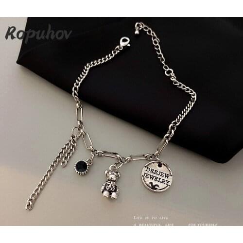ROPUHOV 2021 Korean Trendy Bear Round Letter Irregular Bracelet Retro Tassel Bracelet Jewelry Women