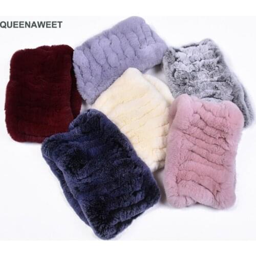 013 2019 Women Handmade Stretch 100% Real Rex Fur Scarf Knit Genuine Rex Rabbit Fur