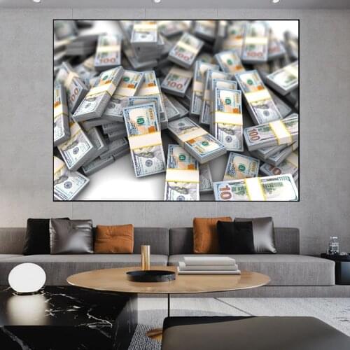 Modern 100 Dollar Money Canvas Painting Nordic Bill Poster and Prints Wall Art Pictures for Living Room Home Decoration Cuadros