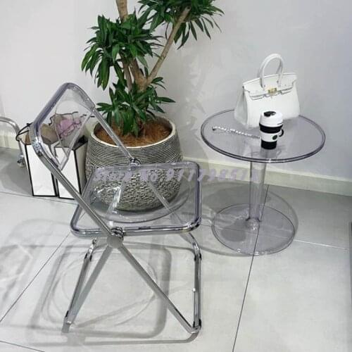 Photograph chair simple folding dining chair acrylic transparent chair nordic crystal backrest net red chair makeup stool