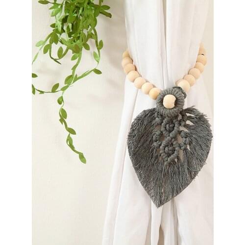 Macrame Weave Curtain Wooden Beads Tie Back Decor Window Drapery Ornaments Home Window Curtain Fasten Clamp Tiebacks Decors