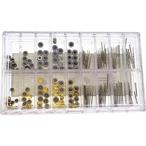 170Pcs/Box Watch Crown Parts Replacement Assorted Dome Flat Head Watch Accessories Repair Tool Kit Accessories Tool Kits
