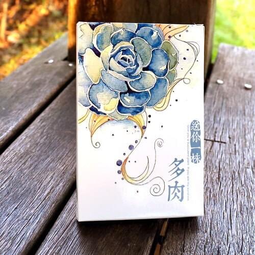 1set[Interval Year] watercolor hand-painted bookmarks send you a more fleshy hand-painted plants 30 boxes