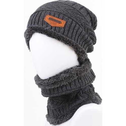 2017 Winter Hats For Men Beanies Neck Warmer Knit Hat Skullies Cap Scarf Sets Add Velvet Collars knitted Hat Fashion Windproof
