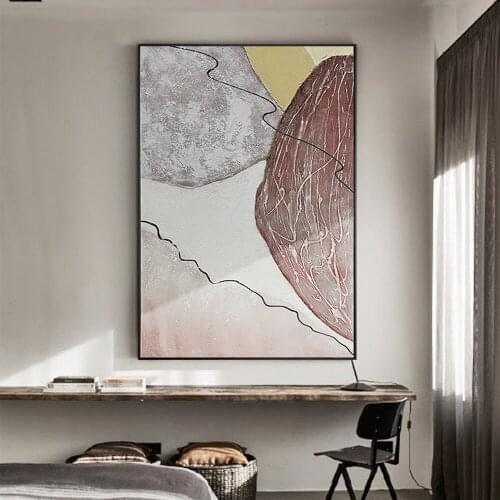 Abstract Art Hand Painted Yellow Gray Abstract Oil Painting Handmade Wall Art Paintings Decoration For Living Room Home Decor